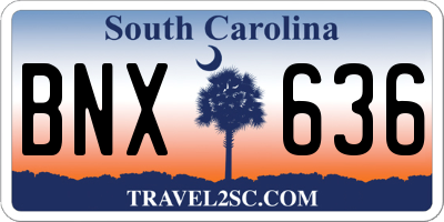 SC license plate BNX636