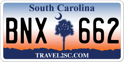 SC license plate BNX662