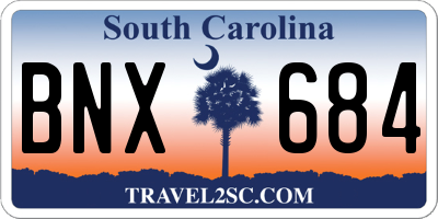 SC license plate BNX684