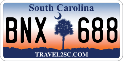 SC license plate BNX688