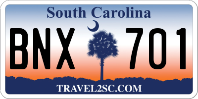 SC license plate BNX701