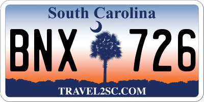 SC license plate BNX726