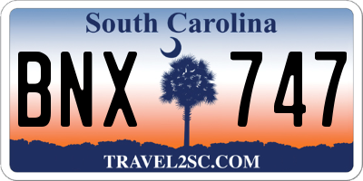 SC license plate BNX747