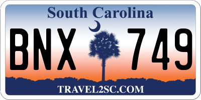 SC license plate BNX749