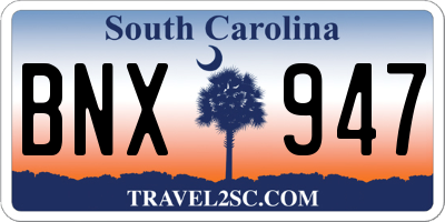 SC license plate BNX947