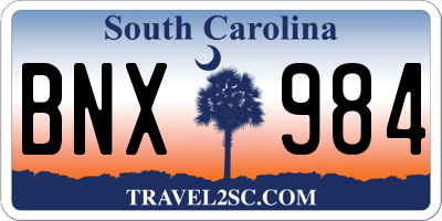 SC license plate BNX984