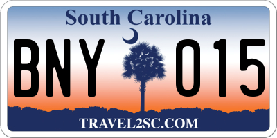 SC license plate BNY015