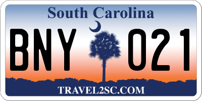 SC license plate BNY021