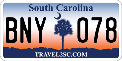 SC license plate BNY078