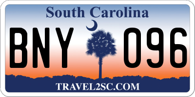 SC license plate BNY096