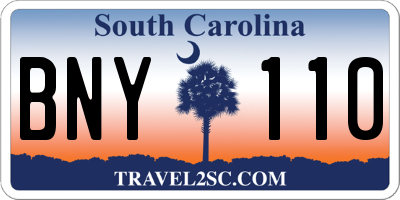 SC license plate BNY110