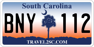 SC license plate BNY112