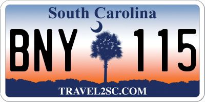 SC license plate BNY115