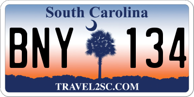SC license plate BNY134