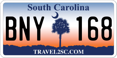 SC license plate BNY168