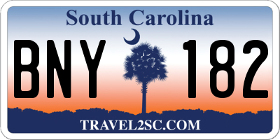 SC license plate BNY182