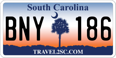 SC license plate BNY186