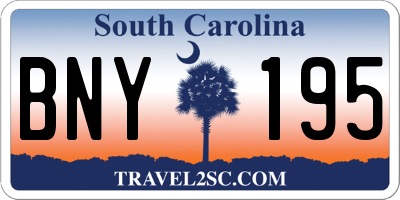 SC license plate BNY195