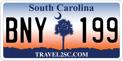 SC license plate BNY199