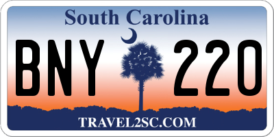 SC license plate BNY220
