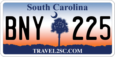 SC license plate BNY225
