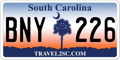 SC license plate BNY226