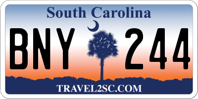 SC license plate BNY244