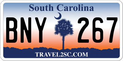SC license plate BNY267