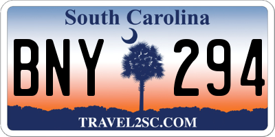 SC license plate BNY294
