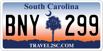 SC license plate BNY299