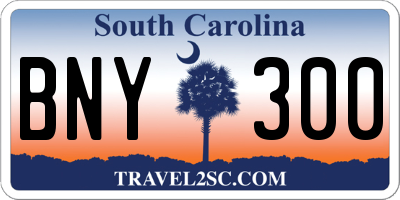 SC license plate BNY300