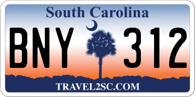 SC license plate BNY312