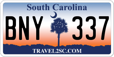 SC license plate BNY337