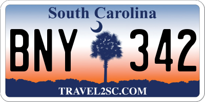 SC license plate BNY342