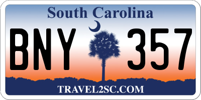 SC license plate BNY357