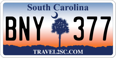 SC license plate BNY377