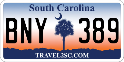 SC license plate BNY389