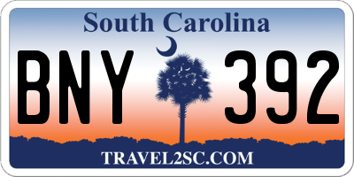 SC license plate BNY392