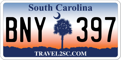 SC license plate BNY397