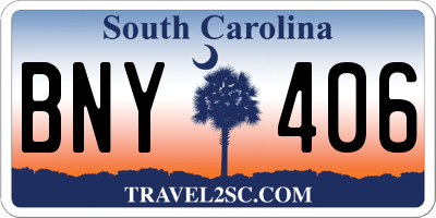 SC license plate BNY406
