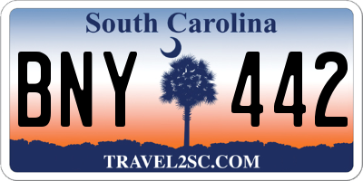 SC license plate BNY442