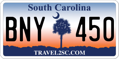 SC license plate BNY450
