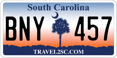 SC license plate BNY457