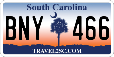 SC license plate BNY466