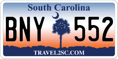 SC license plate BNY552