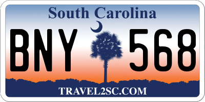 SC license plate BNY568