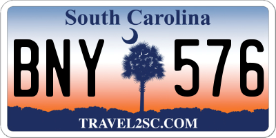 SC license plate BNY576