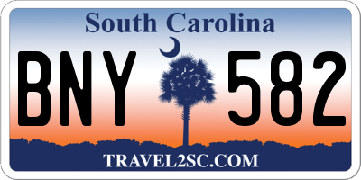SC license plate BNY582