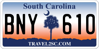SC license plate BNY610