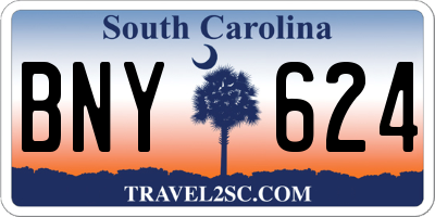 SC license plate BNY624